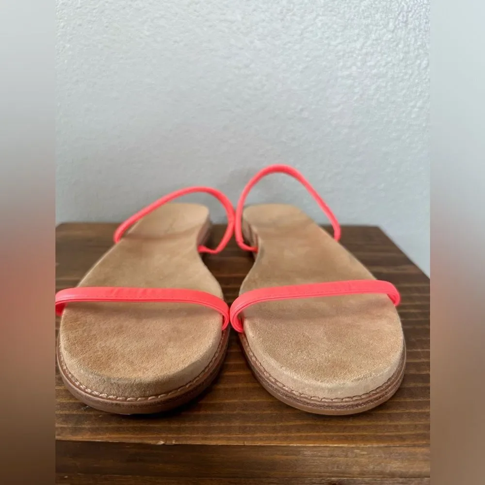 NWOB**Madewell Paris Bare Electric Pink Slide Sandals Leather Size 9
